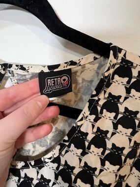 Retrolicious Black & Cream Cat Pattern Dress